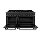 ZLINE 60 in. 7.4 cu. ft. Legacy Dual Fuel Range with 9 Burner Gas Cooktop and 2 Electric Convection Ovens in Black Stainless Steel, Open Box-Good Condition