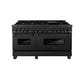 ZLINE 60 in. 7.4 cu. ft. Legacy Dual Fuel Range with 9 Burner Gas Cooktop and 2 Electric Convection Ovens in Black Stainless Steel, Open Box-Good Condition