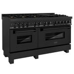 ZLINE 60 in. 7.4 cu. ft. Legacy Dual Fuel Range with Gas Cooktop and 2 Electric Convection Ovens in Black Stainless Steel with 8 Brass Burners, Open Box-Good Condition