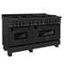 ZLINE 60 in. 7.4 cu. ft. Legacy Dual Fuel Range with 9 Burner Gas Cooktop and 2 Electric Convection Ovens in Black Stainless Steel, Open Box-Great Condition
