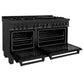 ZLINE 60 in. 7.4 cu. ft. Legacy Dual Fuel Range with 9 Burner Gas Cooktop and 2 Electric Convection Ovens in Black Stainless Steel, Open Box-Great Condition