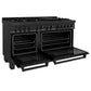 ZLINE 60 in. 7.4 cu. ft. Legacy Dual Fuel Range with 9 Burner Gas Cooktop and 2 Electric Convection Ovens in Black Stainless Steel, Open Box-Good Condition