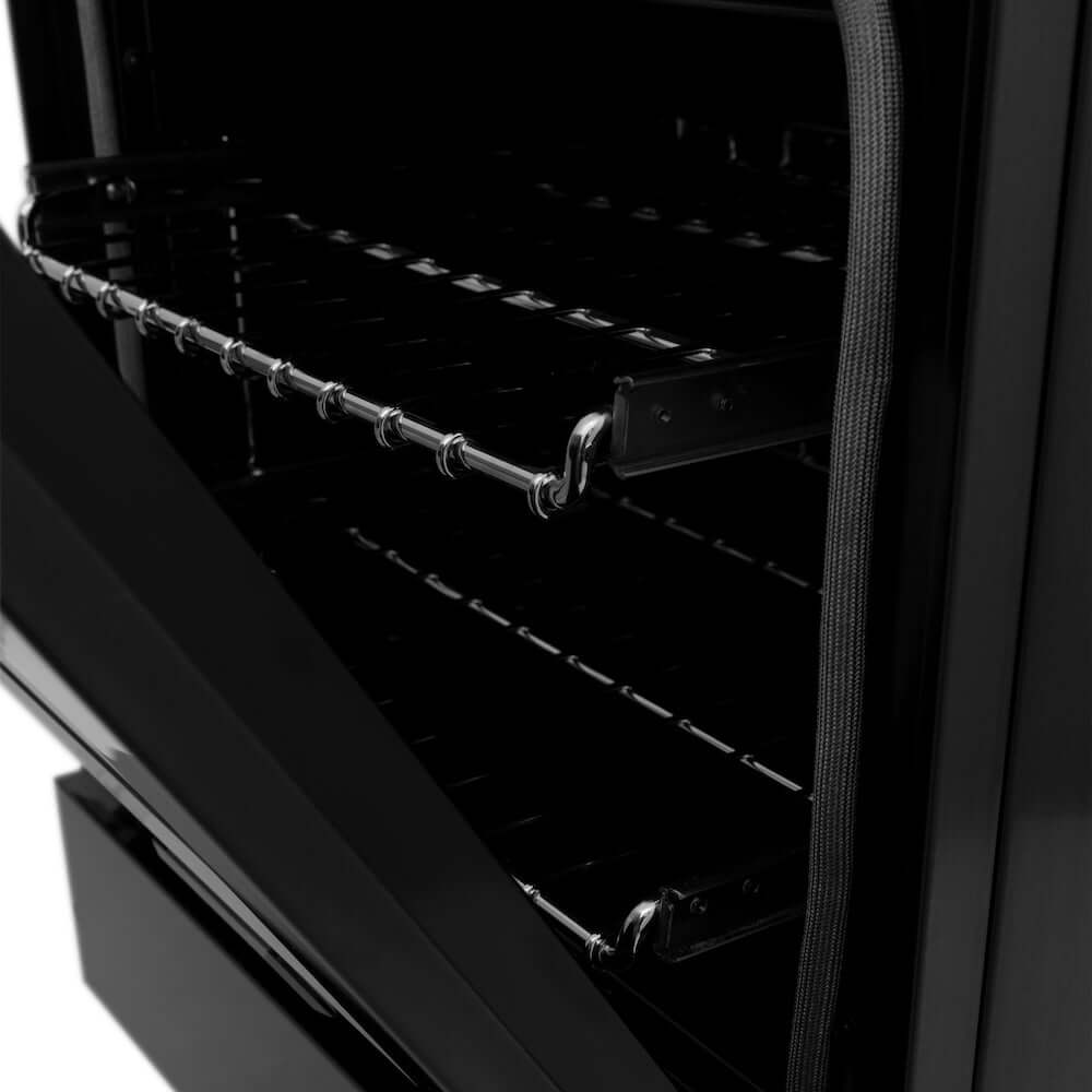 ZLINE 24 in. Professional Dual Fuel Range in Black Stainless Steel with Brass Burners (RAB-BR-24) 