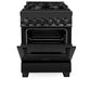 ZLINE 24 in. 2.8 cu. ft. Legacy Dual Fuel Range with Gas Cooktop and Electric Convection Oven in Black Stainless Steel with 4 Brass Burners, Open Box-Good Condition