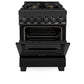 ZLINE 24 in. 2.8 cu. ft. Legacy Dual Fuel Range with Gas Cooktop and Electric Convection Oven in Black Stainless Steel with 4 Brass Burners, Open Box-Great Condition