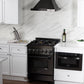 ZLINE 24 in. 2.8 cu. ft. Legacy Dual Fuel Range with Gas Cooktop and Electric Convection Oven in Black Stainless Steel with 4 Brass Burners, Open Box-Good Condition