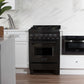 ZLINE 24 in. 2.8 cu. ft. Legacy Dual Fuel Range with Gas Cooktop and Electric Convection Oven in Black Stainless Steel with 4 Brass Burners, Open Box-Good Condition