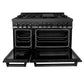 ZLINE 48 in. 6.0 cu. ft. Legacy Dual Fuel Range with Gas Cooktop and 2 Electric Ovens in Black Stainless Steel with 6 Brass Burners, Open Box-Great Condition
