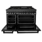ZLINE 48 in. 6.0 cu. ft. Legacy Dual Fuel Range with Gas Cooktop and 2 Electric Ovens in Black Stainless Steel with 6 Brass Burners (RAB-BR-48)