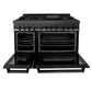 ZLINE 48 in. 6.0 cu. ft. Legacy Dual Fuel Range with Gas Cooktop and 2 Electric Ovens in Black Stainless Steel with 6 Brass Burners (RAB-BR-48)
