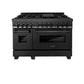 ZLINE 48 in. 6.0 cu. ft. Legacy Dual Fuel Range with Gas Cooktop and 2 Electric Ovens in Black Stainless Steel with 6 Brass Burners (RAB-BR-48)