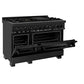 ZLINE 48 in. 6.0 cu. ft. Legacy Dual Fuel Range with Gas Cooktop and 2 Electric Ovens in Black Stainless Steel with 6 Brass Burners (RAB-BR-48)