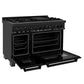 ZLINE 48 in. 6.0 cu. ft. Legacy Dual Fuel Range with Gas Cooktop and 2 Electric Ovens in Black Stainless Steel with 6 Brass Burners, Open Box-Good Condition