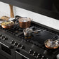 ZLINE 60 in. 7.4 cu. ft. Legacy Dual Fuel Range with Gas Cooktop and 2 Electric Convection Ovens in Black Stainless Steel with 8 Brass Burners, Open Box-Good Condition