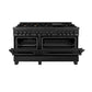 ZLINE 60 in. 7.4 cu. ft. Legacy Dual Fuel Range with Gas Cooktop and 2 Electric Convection Ovens in Black Stainless Steel with 8 Brass Burners, Open Box-Good Condition