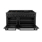 ZLINE 60 in. 7.4 cu. ft. Legacy Dual Fuel Range with Gas Cooktop and 2 Electric Convection Ovens in Black Stainless Steel with 8 Brass Burners, Open Box-Great Condition