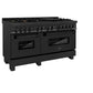 ZLINE 60 in. 7.4 cu. ft. Legacy Dual Fuel Range with Gas Cooktop and 2 Electric Convection Ovens in Black Stainless Steel with 8 Brass Burners, Open Box-Good Condition