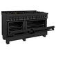 ZLINE 60 in. 7.4 cu. ft. Legacy Dual Fuel Range with Gas Cooktop and 2 Electric Convection Ovens in Black Stainless Steel with 8 Brass Burners, Open Box-Good Condition
