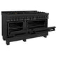 ZLINE 60 in. 7.4 cu. ft. Legacy Dual Fuel Range with Gas Cooktop and 2 Electric Convection Ovens in Black Stainless Steel with 8 Brass Burners, Open Box-Great Condition