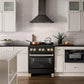 ZLINE Autograph Edition 30 in. 4.0 cu. ft. Legacy Dual Fuel Range with 4 Burner Gas Cooktop and Electric Convection Oven in Black Stainless Steel and Polished Gold Accents (RABZ-30-G) in a luxury kitchen.