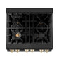 ZLINE Autograph Edition 30 in. 4.0 cu. ft. Legacy Dual Fuel Range with 4 Burner Gas Cooktop and Electric Convection Oven in Black Stainless Steel and Polished Gold Accents, Open Box-Good Condition