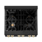ZLINE Autograph Edition 30 in. 4.0 cu. ft. Legacy Dual Fuel Range with 4 Burner Gas Cooktop and Electric Convection Oven in Black Stainless Steel and Polished Gold Accents, Open Box-Great Condition
