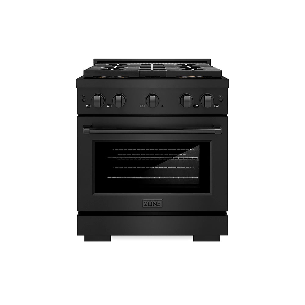ZLINE 30 in. 4.2 cu. ft. Paramount Dual Fuel Range with 4 Burner DuoPro™ Cooktop and Electric Convection Oven in Black Stainless Steel, Open Box-Good Condition