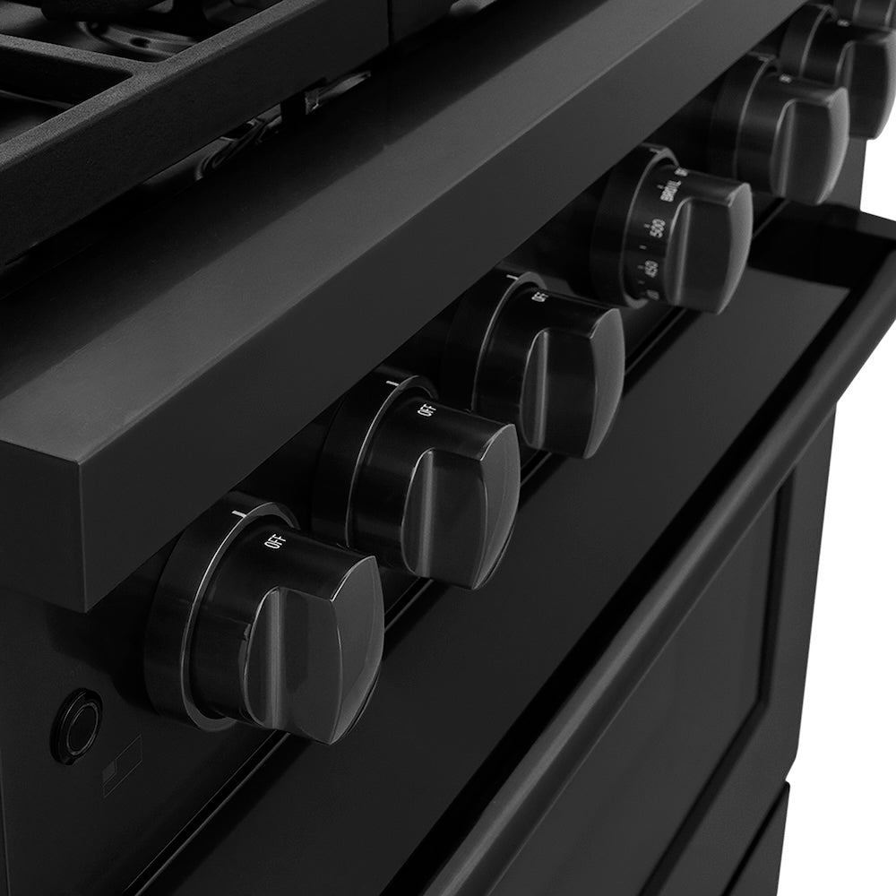 ZLINE 36 in. 5.2 cu. ft. Paramount Dual Fuel Range with 6 Burner DuoPro™ Cooktop and Electric Convection Oven in Black Stainless Steel, Open Box-Good Condition