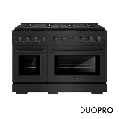 ZLINE 48 in. 6.7 cu. ft. Paramount Dual Fuel Range with 8 Burner DuoPro™ Cooktop and Dual Ovens in Black Stainless Steel, Open Box-Good Condition
