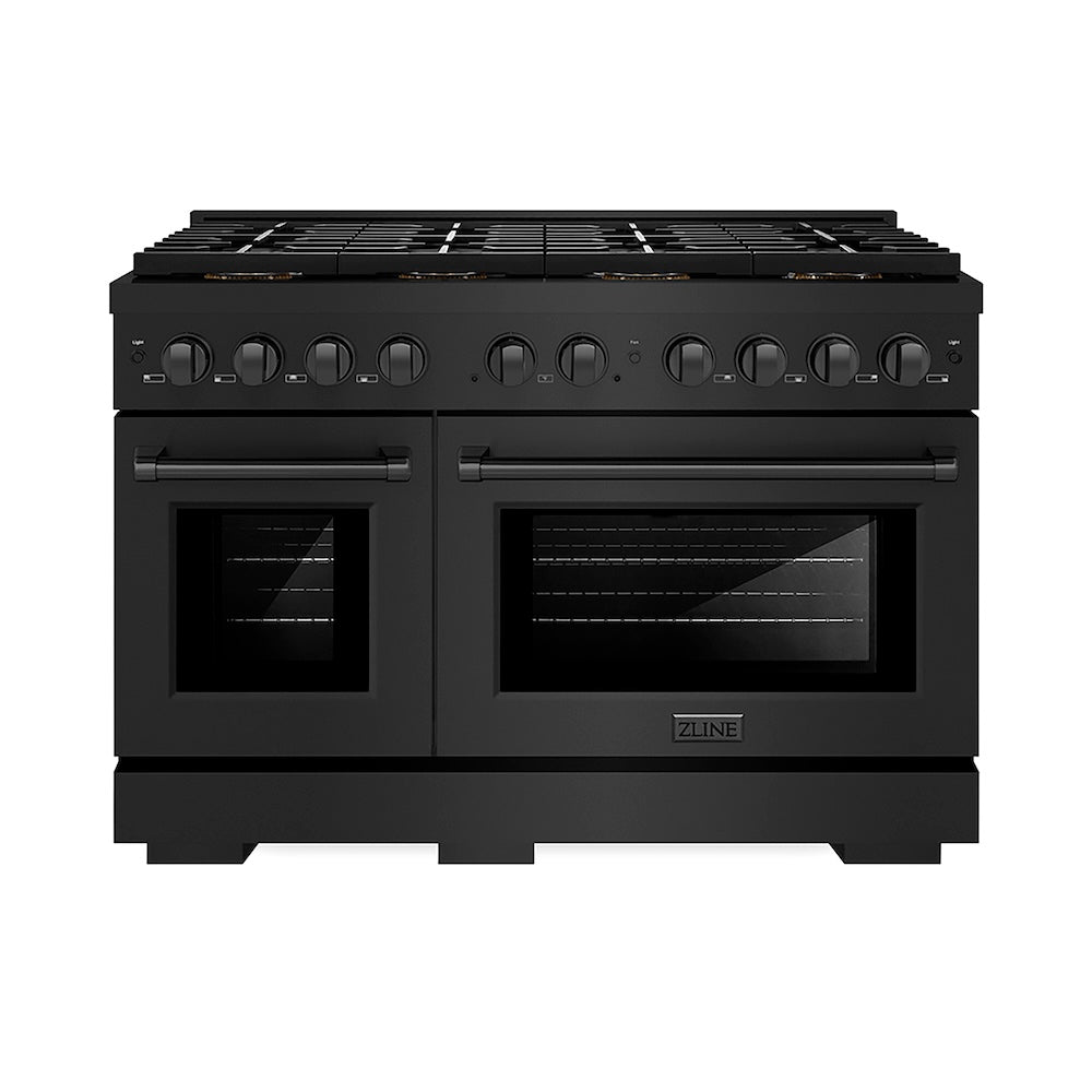 ZLINE 48 in. 6.7 cu. ft. Paramount Dual Fuel Range with 8 Burner DuoPro™ Cooktop and Dual Ovens in Black Stainless Steel, Open Box-Good Condition