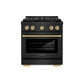 ZLINE Autograph Edition 30 in. 4.2 cu. ft. Paramount Dual Fuel Range with 4 Burner DuoPro™ Cooktop and Electric Convection Oven in Black Stainless Steel and Champagne Bronze Accents, Open Box-Good Condition