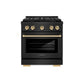 ZLINE Autograph Edition 30 in. 4.2 cu. ft. Paramount Dual Fuel Range with 4 Burner DuoPro™ Cooktop and Electric Convection Oven in Black Stainless Steel and Polished Gold Accents, Open Box-Good Condition