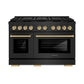 ZLINE Autograph Edition 48 in. 6.7 cu. ft. Paramount Dual Fuel Range with 8 Burner DuoPro™ Cooktop and Dual Ovens in Black Stainless Steel and Champagne Bronze Accents, Open Box-Good Condition