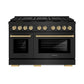 ZLINE Autograph Edition 48 in. 6.7 cu. ft. Paramount Dual Fuel Range with 8 Burner DuoPro™ Cooktop and Dual Ovens in Black Stainless Steel and Champagne Bronze Accents, Open Box-Great Condition