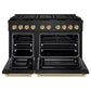 ZLINE Autograph Edition 48 in. 6.7 cu. ft. Paramount Dual Fuel Range with 8 Burner DuoPro™ Cooktop and Dual Ovens in Black Stainless Steel and Champagne Bronze Accents, Open Box-Good Condition