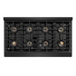 ZLINE Autograph Edition 48 in. 6.7 cu. ft. Paramount Dual Fuel Range with 8 Burner DuoPro™ Cooktop and Dual Ovens in Black Stainless Steel and Champagne Bronze Accents, Open Box-Great Condition