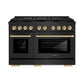 ZLINE Autograph Edition 48 in. 6.7 cu. ft. Paramount Dual Fuel Range with 8 Burner DuoPro™ Cooktop and Dual Ovens in Black Stainless Steel and Polished Gold Accents, Open Box-Great Condition