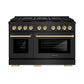 ZLINE Autograph Edition 48 in. 6.7 cu. ft. Paramount Dual Fuel Range with 8 Burner DuoPro™ Cooktop and Dual Ovens in Black Stainless Steel and Polished Gold Accents, Open Box-Good Condition