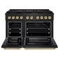 ZLINE Autograph Edition 48 in. 6.7 cu. ft. Paramount Dual Fuel Range with 8 Burner DuoPro™ Cooktop and Dual Ovens in Black Stainless Steel and Polished Gold Accents, Open Box-Great Condition