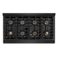 ZLINE Autograph Edition 48 in. 6.7 cu. ft. Paramount Dual Fuel Range with 8 Burner DuoPro™ Cooktop and Dual Ovens in Black Stainless Steel and Polished Gold Accents, Open Box-Good Condition