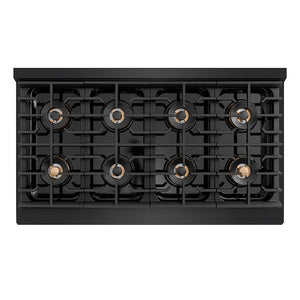ZLINE Autograph Edition 48 in. 6.7 cu. ft. Paramount Dual Fuel Range with 8 Burner DuoPro™ Cooktop and Dual Ovens in Black Stainless Steel and Polished Gold Accents, Open Box-Good Condition