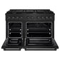 ZLINE 48 in. 6.7 cu. ft. Paramount Double Oven Dual Fuel Range with 8 Burner Gas Cooktop in Black Stainless Steel, Open Box-Good Condition