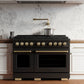 ZLINE Autograph Edition 48 in. 6.7 cu. ft. Paramount Double Oven Dual Fuel Range with 8 Burner Gas Cooktop in Black Stainless Steel and Champagne Bronze Accents, Open Box-Great Condition