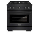 ZLINE 30 in. 4.2 cu. ft. Paramount Gas Range with 4 Burner Cooktop and Convection Gas Oven in Black Stainless Steel (SGRB2-30)