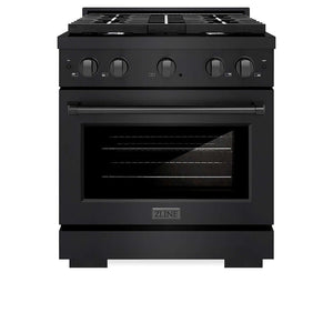ZLINE 30 in. 4.2 cu. ft. Paramount Gas Range with 4 Burner Cooktop and Convection Gas Oven in Black Stainless Steel (SGRB2-30) main image.