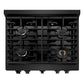 ZLINE 30 in. 4.2 cu. ft. Paramount Gas Range with 4 Burner Cooktop and Convection Gas Oven in Black Stainless Steel (SGRB-30) top-down, above cooktop.