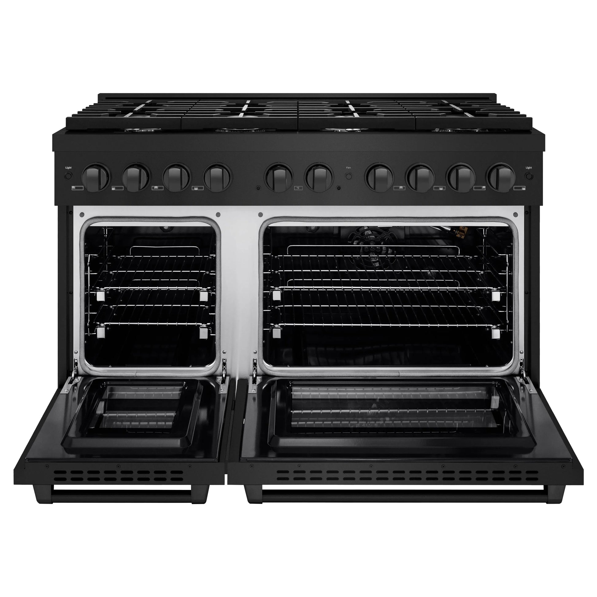 ZLINE 48 in. 6.7 cu. ft. Paramount Double Oven Gas Range with 8 Burner Cooktop in Black Stainless Steel, Open Box-Great Condition