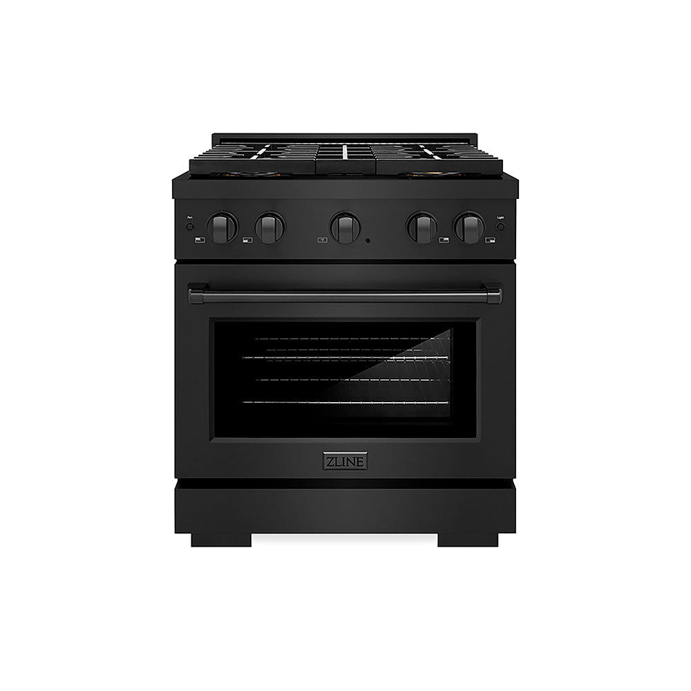 ZLINE 30 in. 4.2 cu. ft. Paramount Gas Range with 4 Burner DuoPro™ Cooktop and Convection Gas Oven in Black Stainless Steel, Open Box-Good Condition
