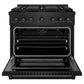 ZLINE 36 in. 5.2 cu. ft. Paramount Gas Range with 6 Burner DuoPro™ Cooktop and Convection Gas Oven in Black Stainless Steel, Open Box-Good Condition