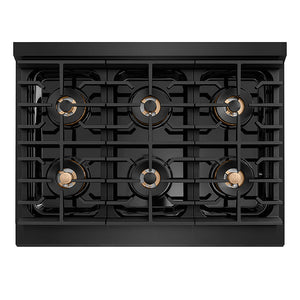 ZLINE 36 in. 5.2 cu. ft. Paramount Gas Range with 6 Burner DuoPro™ Cooktop and Convection Gas Oven in Black Stainless Steel, Open Box-Great Condition
